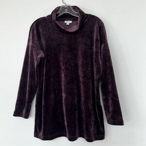 J Jill Pure Jill Purple Crushed Velvet Cowl Neck Blouse Sz Small